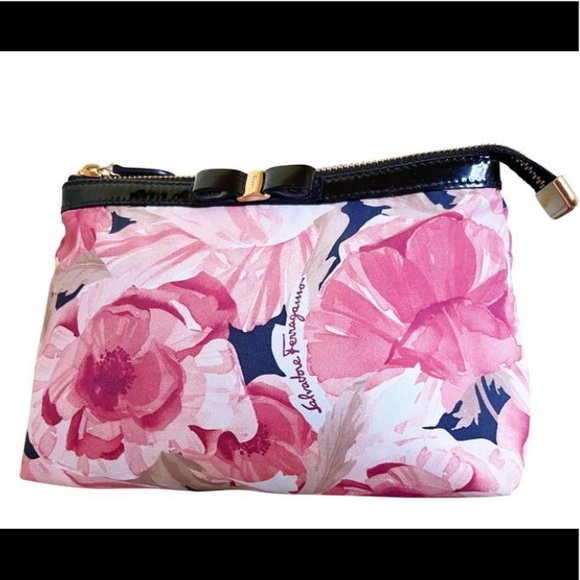 Authentic Salvatore Ferragamo Vintage Floral Bow Cosmetic Bag - Picture 3 of 11
